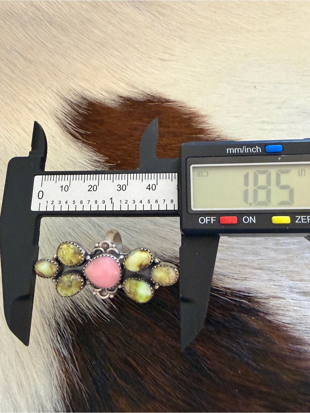 ❤️ Queen Pink Conch Palomino Variscite 925 Navajo Style Crawler Adjustable Ring - Picture 11 of 13